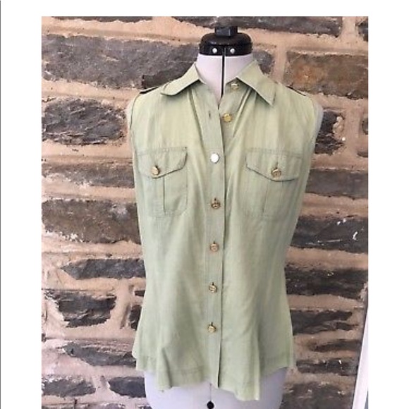 Tory Burch Tops - Rare TORY BURCH Top Gold Logo Shirt EUC Sz 8 or M